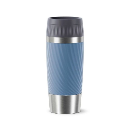 Emsa TRAVEL MUG EASY TWIST Isolierbecher aus Edelstahl, 0,36 Liter Aquablau - dicht und auslaufsicher
