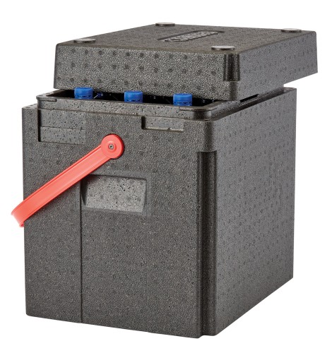 Cam GoBox Toplader Getränkebox mit rotem Gurt von Cambro