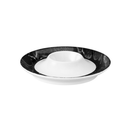 Seltmann Eierbecher mit Ablage, rund, Form: Coup Fine Dining, Dekor: 57423 Karma, hohe Kantenschlagfestigkeit, Made in Germany