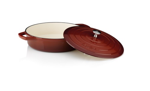 Kela Bräter Calido aus Gusseisen, rot, Höhe ca. 70mm, Ø 280mm , Inhalt: 3,2 L