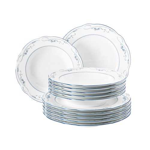 Seltmann Tafelservice 12-teilig, rund mit Relief, Form: Desiree, Dekor: 44935 Aalborg, hohe Kantenschlagfestigkeit, Made in Germany