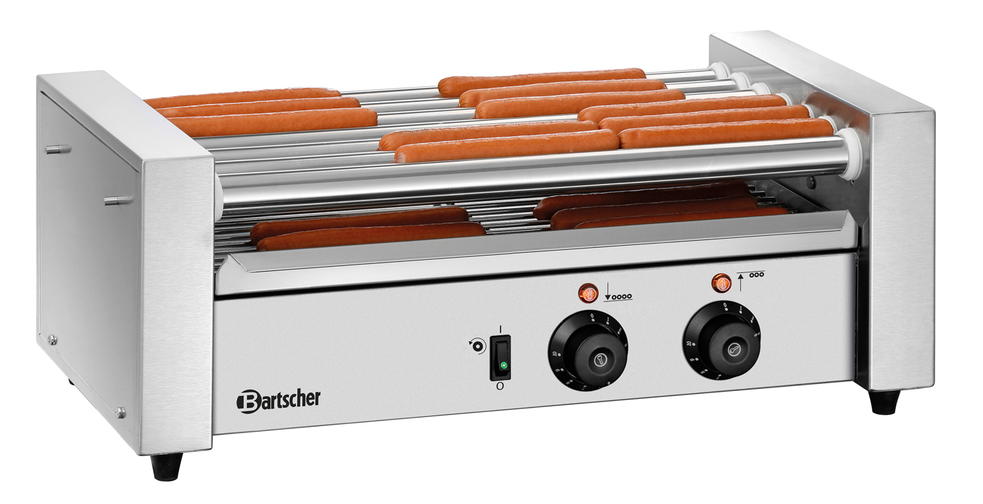 Bartscher Würstchen-Rollergrill 7181 |Kontrollleuchte: Heizen ,Rollen in Betrieb |Maße: 60 x 32 x 23,0 cm. Gewicht: 13,3 kg