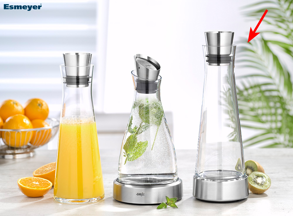 EMSA Kühlkaraffe SLIM FLOW, Inhalt: 1,0 Liter, Höhe: 38,2 cm aus Glas, spülmaschinengeeignet.