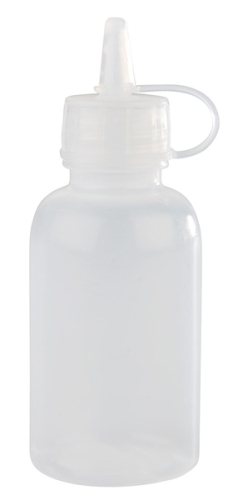 Quetschflasche -MINI-, 4er Set Ø 3,5 cm, H: 9,5 cm,0,05 Liter Polyethylen, transparent mit Schraubdeckel mit Verschlusskappe