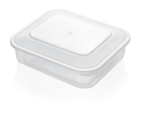 Frischhaltedose. Polypropylen. mit Deckel. Maße: 14,0 x 16,0 x 5,0 LxBxH.
