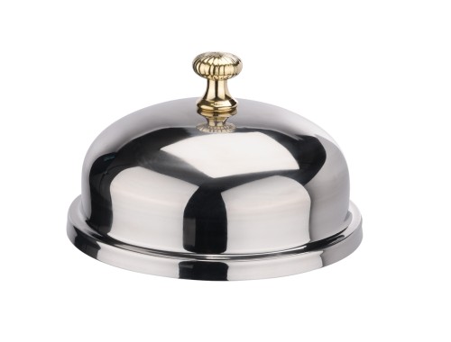 Speiseglocke. Chromnickelstahl. mit Messingknopf.