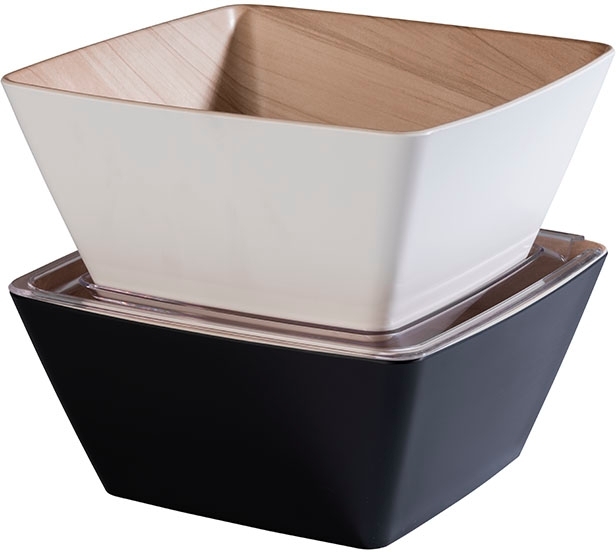 Schale -FRIDA- 25 x 25 cm, H: 12 cm Melamin innen: Holzoptik außen: weiß 3,5 Liter spülmaschinengeeignet stapelbar nicht