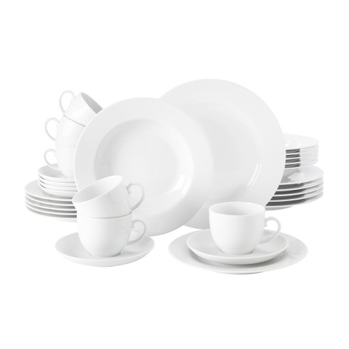 Seltmann Kombiservice 30-teilig A, rund, Form: Rondo/Liane, weiss, hohe Kantenschlagfestigkeit, Made in Germany