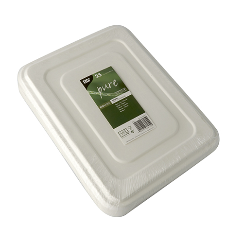 PAPSTAR 25 Deckel, Zuckerrohr "pure" 1,4 cm x 22,5 cm x 28,6 cm weiss