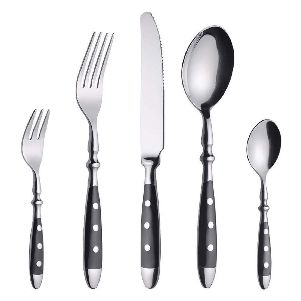 30-teiliges Besteck NOSTALGIE schwarz aus Edelstahl 18/0, poliert, Messer aus Klingenstahl,