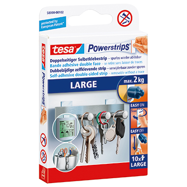 tesa® Klebepad Powerstrips® Large 20 x 50 mm (B x L) Klebemasse lösungsmittelfrei weiß 10 St./Pack.