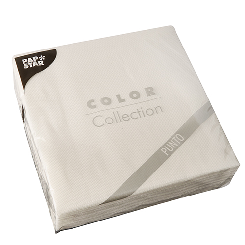 30 Servietten, 2-lagig "PUNTO" 1/4-Falz 38 cm x 38 cm weiss mikrogeprägt von PAPSTAR