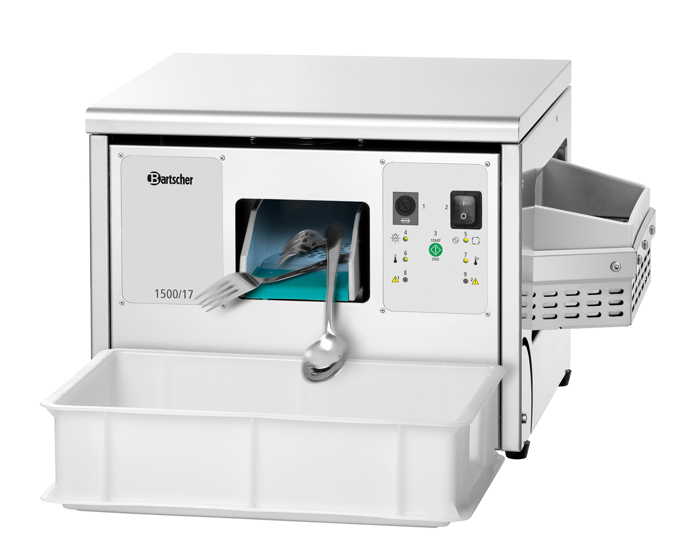 Bartscher Besteckpoliermaschine 1500/17 |Maximale Leistung: 1.500 Besteckteile pro Stunde| Maße: 51 x 48 x 36,5 cm. Gewicht: 25,6 kg