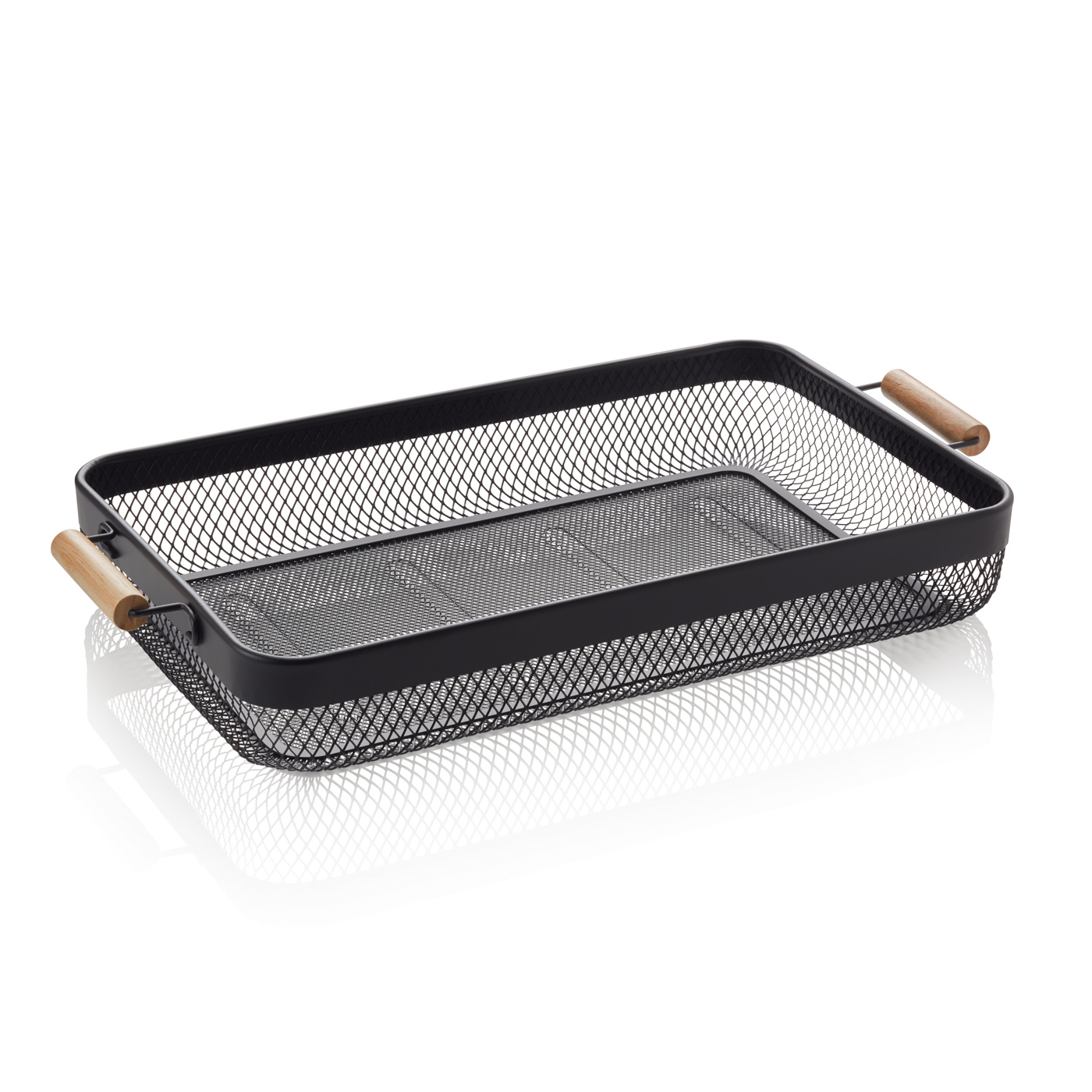 Tablett, 51 x 26,5 x 7,5 cm, schwarz pulverbeschichtet, Metall Pulverbeschichtet, Farbe: schwarz