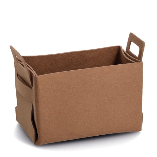 Aufbewahrungskorb, Filz, cognac. Länge: 360 mm. Breite: 222 mm. Höhe: 250 mm