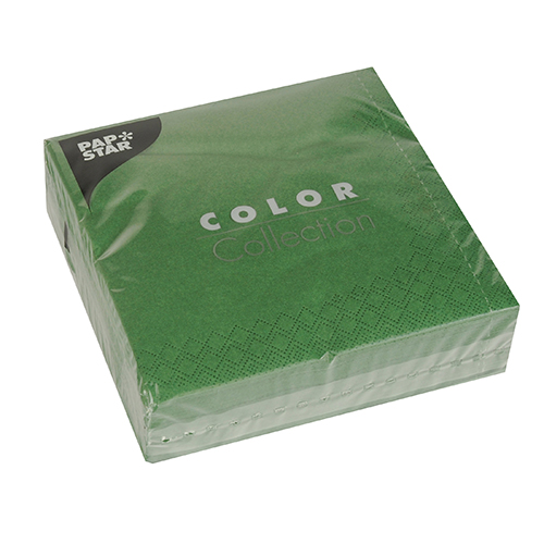 50 Servietten, 3-lagig 1/4-Falz 33 cm x 33 cm dunkelgrün von PAPSTAR