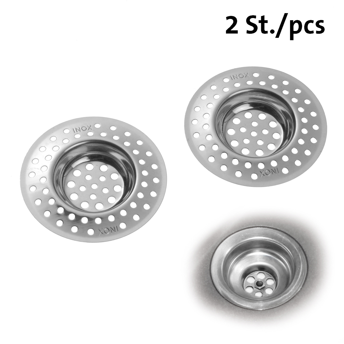 2 Abfluss-Siebe Edelstahl