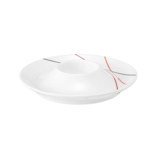 Seltmann Eierbecher mit Ablage, rund, Form: Community, Dekor: 57402 Red Line, hohe Kantenschlagfestigkeit, Made in Germany