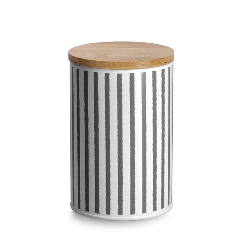 Vorratsdose m. Bambusdeckel, 1000 ml, Metall / Maße: Ø 10,5x16,2 cm, schwarz