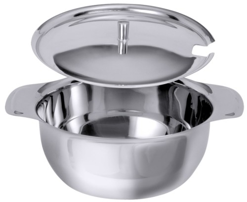 Suppenterrine aus Edelstahl 18/10, hochglänzend, schwere Qualität Volumen: 1 l, Durchmesser innen: 15 cm, Gesamthöhe: 7,5 cm