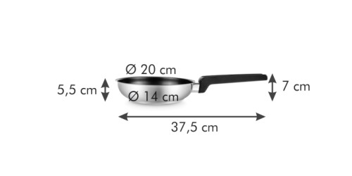 Bratpfanne ULTIMA ø 20 cm Kunststoff, rostfreier Edelstahl, Antihaftbeschichtung Spülmaschinenfest