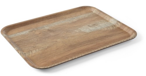 HENDI Serviertablett Melamin mit Holzoptik Druck - Farbe: Eiche natur - 370x530 mm