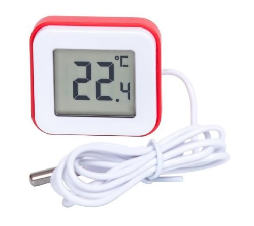 SARO Thermometer digital für Tiefkühl mit Magnet Modell 6039SB - Mini-Thermometer mit 1m Drahtsonde - Anzeige der Temperatur von außerhalb