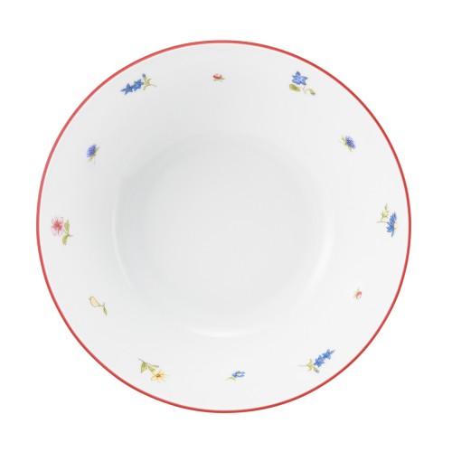 Seltmann Schüssel rund 18 cm, rund, Form: Community, Dekor: 57388 Streublume rote Linie, hohe Kantenschlagfestigkeit, Made in Germany