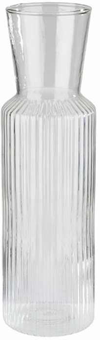 Glaskaraffe -LINES- Ø 8 cm, H: 27 cm, 0,9 Liter Glas, Deckel aus Kork spülmaschinengeeignet zerbrechlich Farbe: Transparent