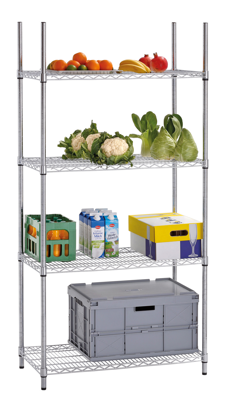 Bartscher Lager-Regal 4200 | Bausatz bestehendaus: 4 Eckpfosten (Stecksystem) ,4 Regalböden |Maße: 91 x 46 x 184,5 cm. Gewicht: