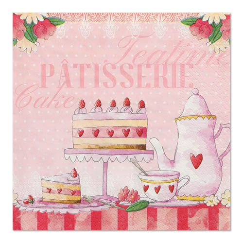 20 Servietten, 3-lagig 1/4-Falz 33 cm x 33 cm "Patisserie" von PAPSTAR