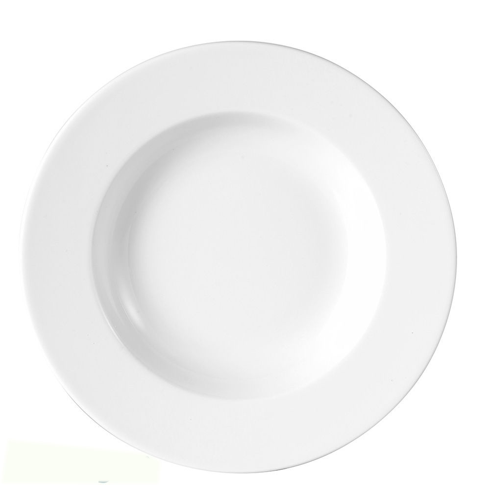 Suppenteller ISTA, Durchm. 22,5cm, von caterado, aus weißem Porzellan. Made in Europe. Höhe 3,5 cm.