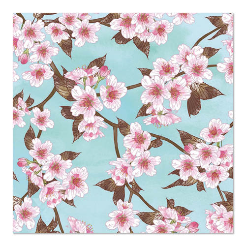20 Servietten, 3-lagig 1/4-Falz 33 cm x 33 cm "Cherry Blossoms" von PAPSTAR