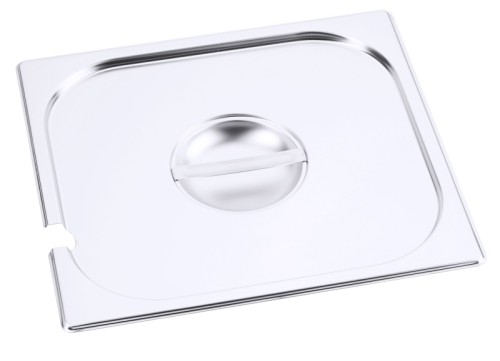 GN-Deckel mit Ausschnitt für Löffel für Serie 7000 und andere (siehe Beschreibung Deckel Serie 7511) aus Edelstahl 18/10, seidenmatt