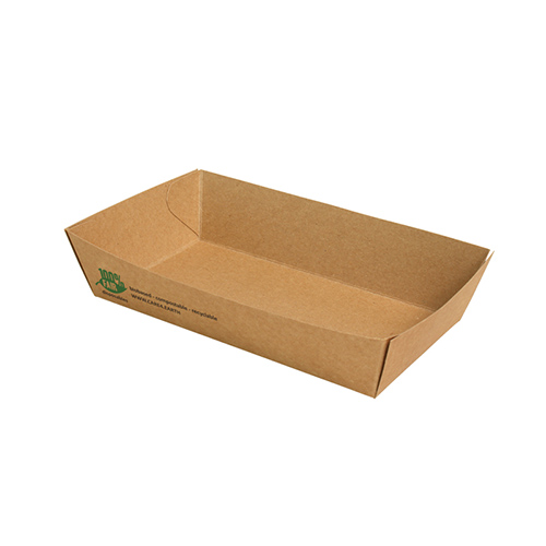 80 Snacktrays, Pappe "pure" 3,5 cm x 8,5 cm x 15,5 cm braun "100% Fair" groß von PAPSTAR
