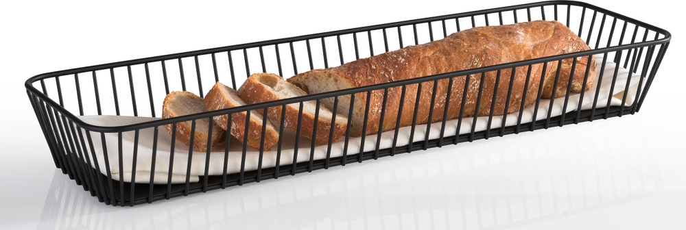 GN 2/4 Korb -URBAN- 53 x 16,2 cm, H: 7,5 cm Metall, schwarz mit Antirutsch-Füßchen spülmaschinengeeignet stapelbar Farbe: