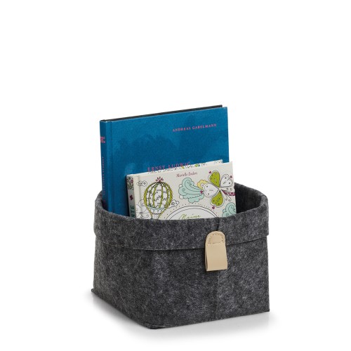 Aufbewahrungskorb, Filz, anthrazit. Länge: 160 mm. Breite: 160 mm. Höhe: 170 mm