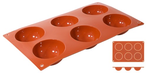 Silikon-Backmatte, HALBKUGEL mit 6 Formen aus reinem Silikon, terrakottafarben, spülmaschinenfest, geruchs- und