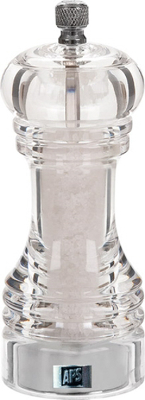 Salzmühle -PROFESSIONAL- Ø 5,5 cm, H: 15 cm Acryl Mahlwerk aus Edelstahl Mahlgrad stufenlos einstellbar Schaft aus Edelstahl