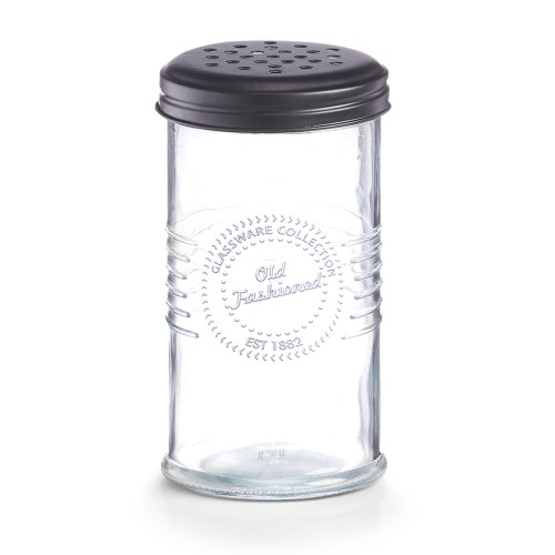 Käsestreuer, Glas; Metall, Ø7,5x13,7 cm. Farbe: schwarz. Fassungsvermögen: 350 ml. Der Käsestreuer ist aus hochwertigem Glas gefertigt