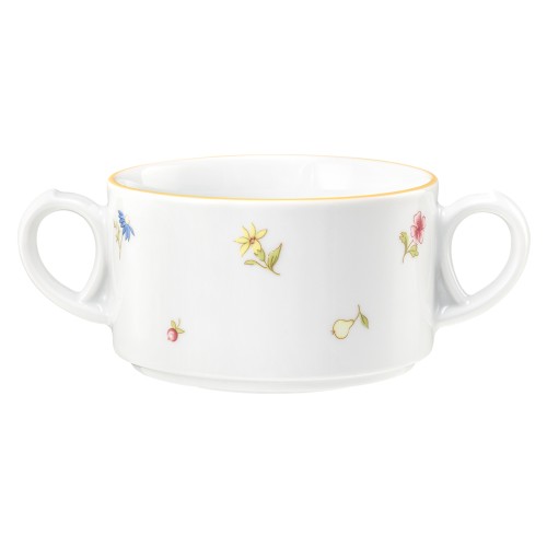 Seltmann Obere zur Suppentasse 0,30 l, rund, Form: Community, Dekor: 57387 Streublume gelbe Linie, hohe Kantenschlagfestigkeit, Made in