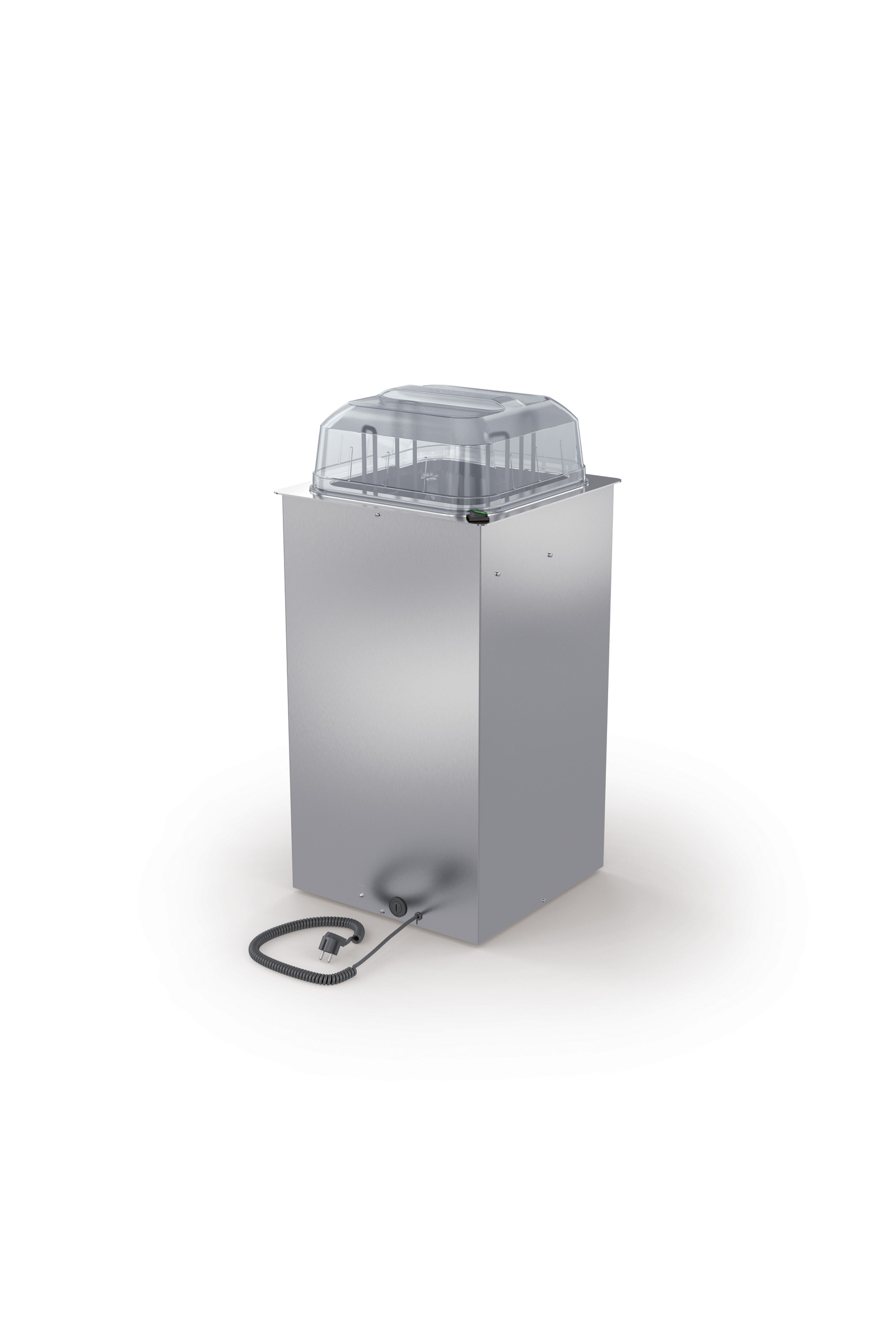 BLANCO Tellerspender zum Einbau aus rostfreiem Edelstahl, statisch beheizbar, Schutzart: IP X4, inkl. Abdeckhaube aus PC, Temperatur regelbar von