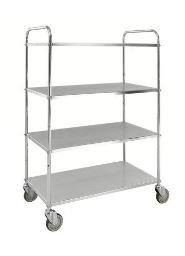 Tablettwagen mit 4 Metallböden - Maße: 98 x 58,5 x 144,5 cm - Gewicht: 43 kg - Belastungsgewicht: 250 kg