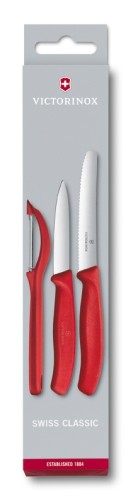 Victorinox Swiss Classic Gemüsemesser-Set mit Schäler, 3-teilig, rot