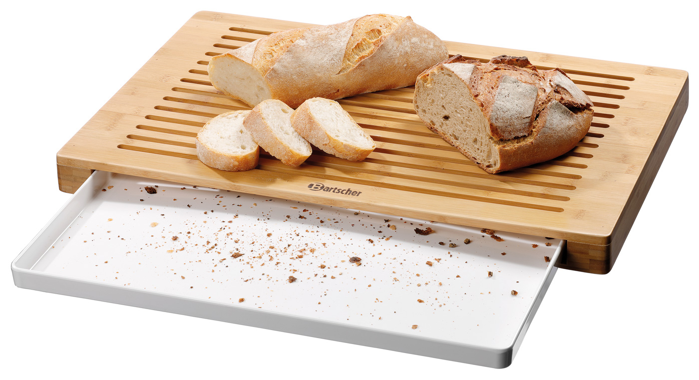 Bartscher Brot-Schneidebrett KSM600 | Eigenschaften: Krümelschale, Melamin | Maße: 60 x 40 x 43 cm. Gewicht: 3,2 kg