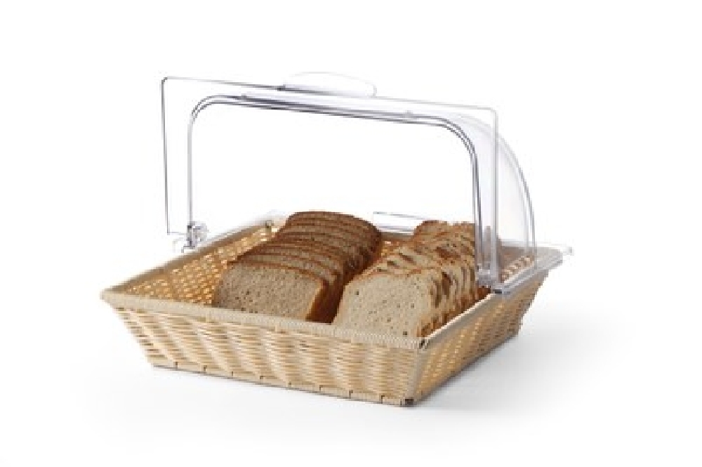 Hendi Brotkorb GN 2/3 mit Rolltop-Haube Korb gefertigt aus verstärktem Polypropylen Rolltop-Deckel gefertigt aus Polycarbonat.