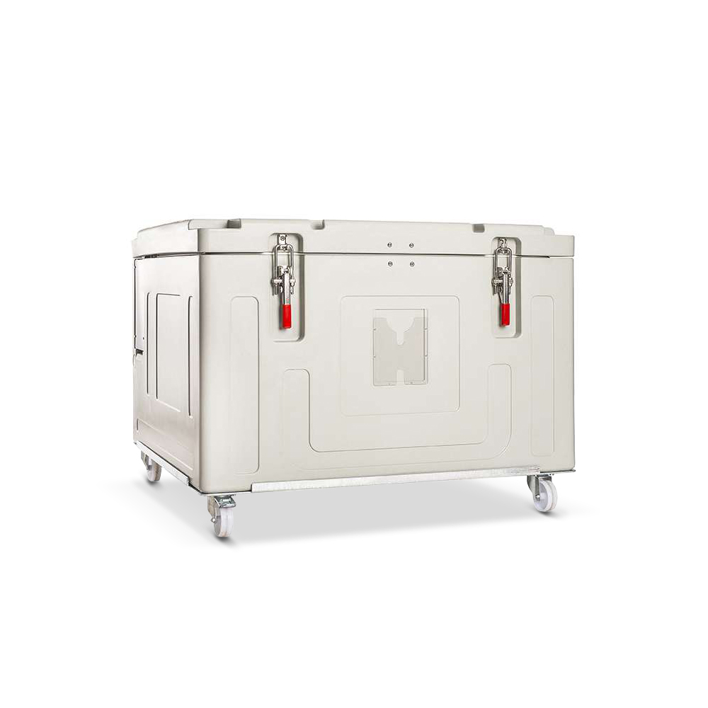 ETHERNASOLID® Trockeneisbehälter 540, mit Rollen, Grau-Blau-Melange