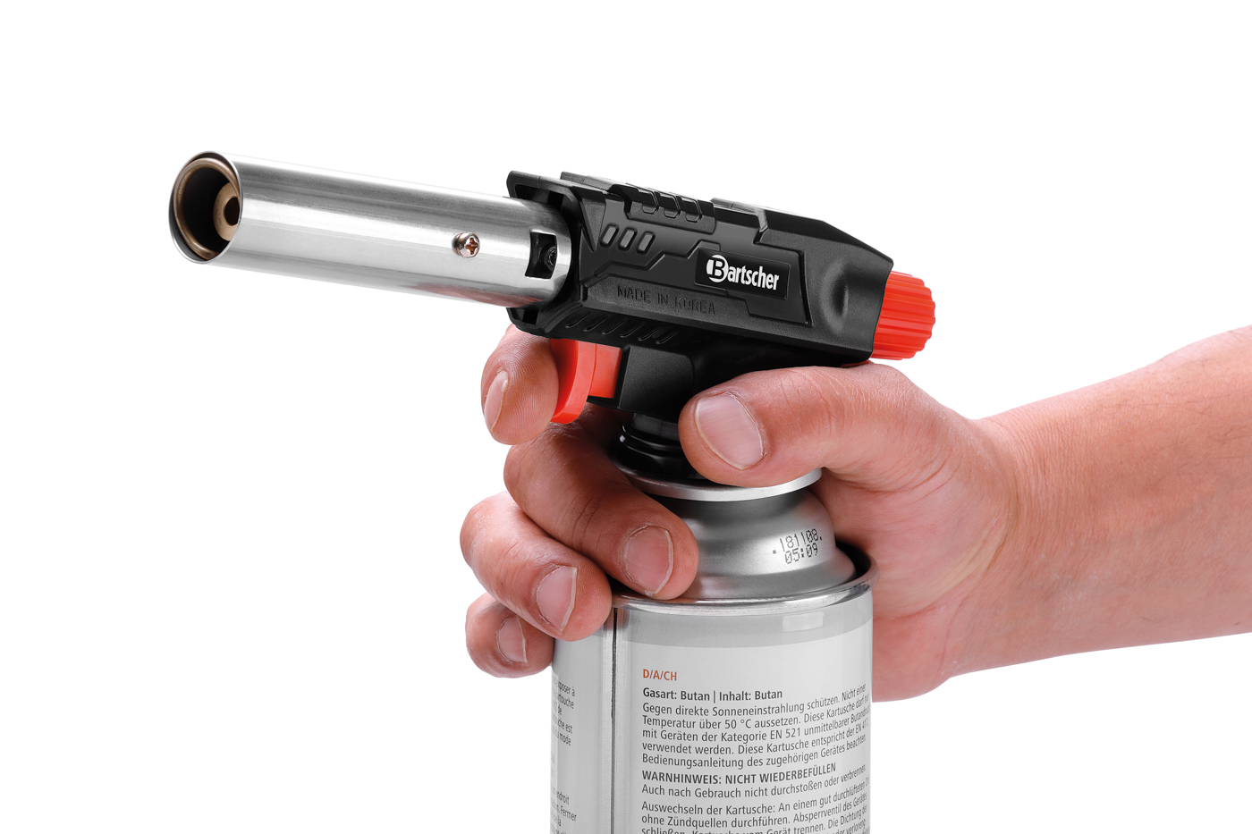 Bartscher Flambierbrenner 1300GK | Nicht imLieferumfang enthalten: Gaskartusche | Maße: 19 x3,5 x 6,0 cm. Gewicht: 0,16 kg