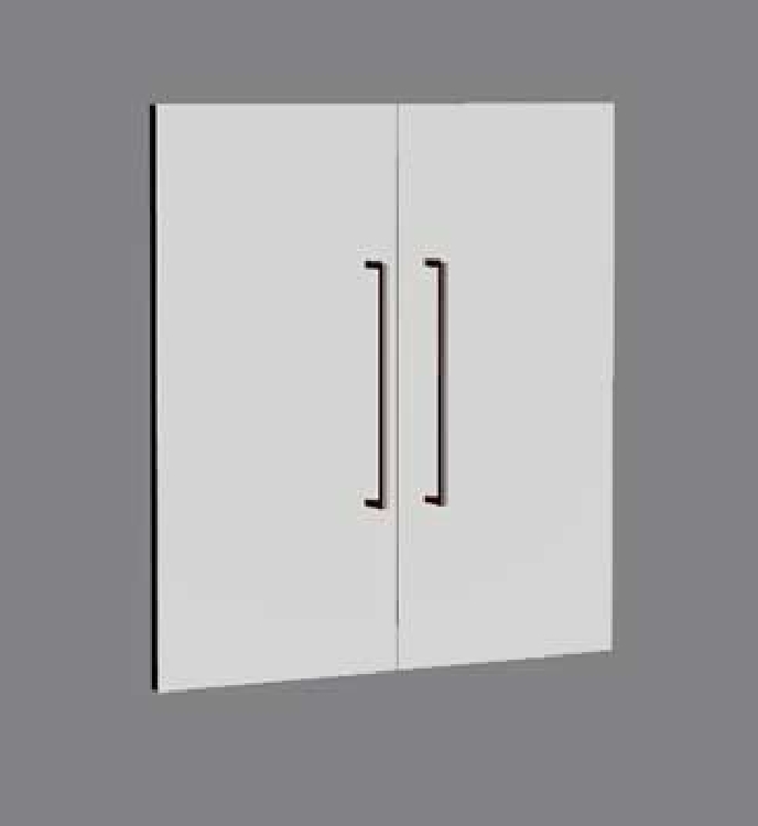 Vorbautüren-Set MODUS, Farbe: lichtgrau, zu Einzelregal 80 x 38 x 78 cm, 2 Ordnerhöhen, Griffe Edelstahl.