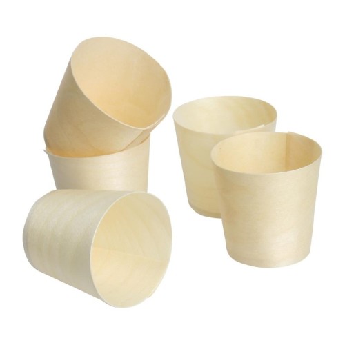 100 Stück Fiesta Green Dippschalen Birkenholz 4cm. Biologisch abbaubar. 100 Stück, 4 x 4(Ø)cm, Birkenholz. Geeignet für